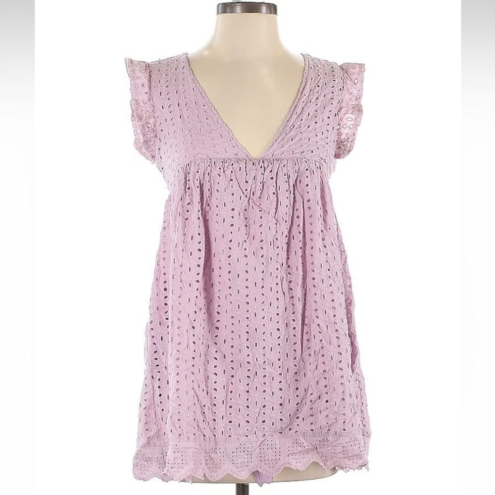 Mustard Seed Lavender Eyelet Lace Babydoll Romper - Picture 2 of 7